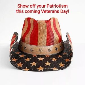 PATRIOTIC COWBOY HAT Star Studded Hatband NWT NEW W/TAG